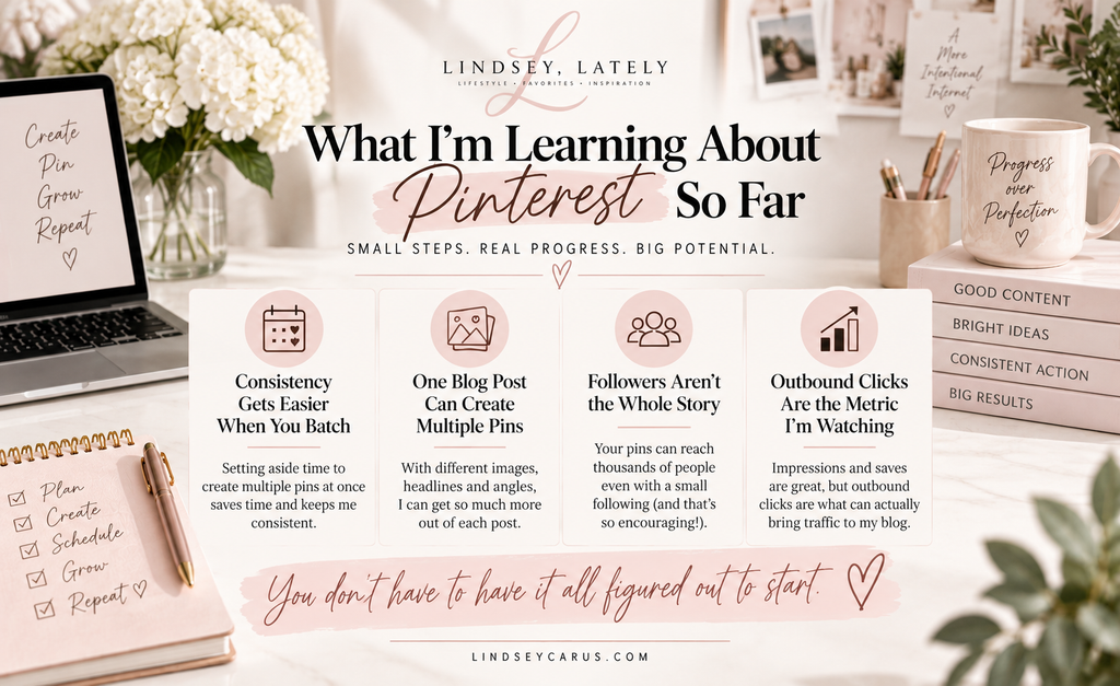 Pinterest for new bloggers lessons about batching content, creating multiple pins and tracking outbound clicks