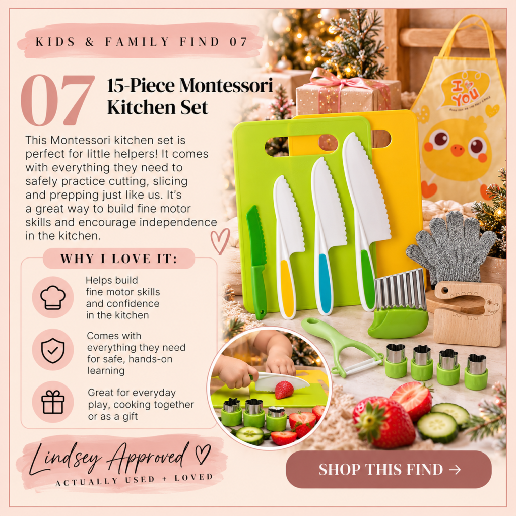 15-piece Montessori kitchen set for kids with child-friendly knives, cutting boards and cooking tools