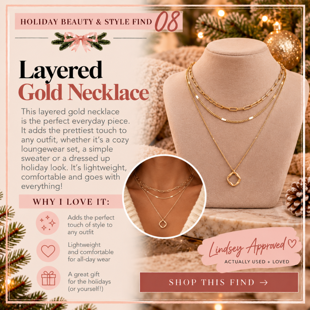 Layered gold necklace with three delicate chains holiday style find