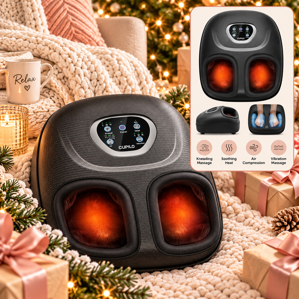 CUPILO heated foot massager Christmas gift for women with kneading, heat and air compression