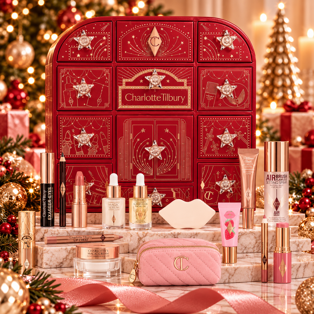 Charlotte Tilbury Hollywood Beauty Wonderland advent calendar with makeup and skincare