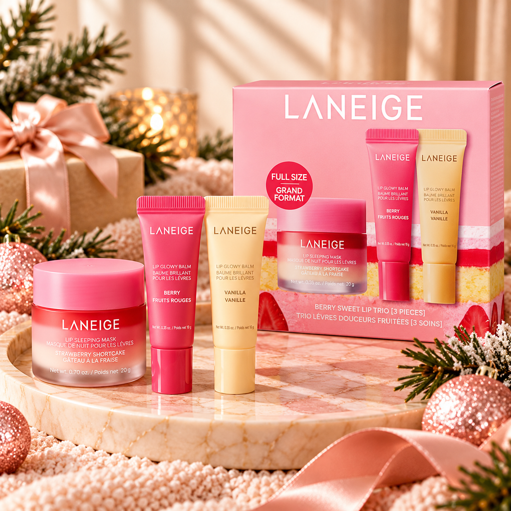 LANEIGE Berry Sweet Lip Trio Christmas gift for women with lip sleeping mask and two lip balms