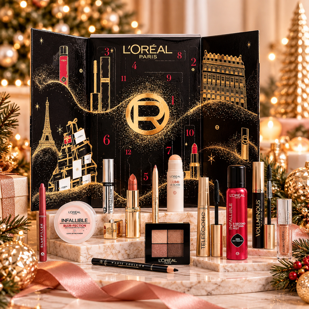 L'Oréal Paris 12-Day Beauty Advent Calendar 2026 with full-size makeup products