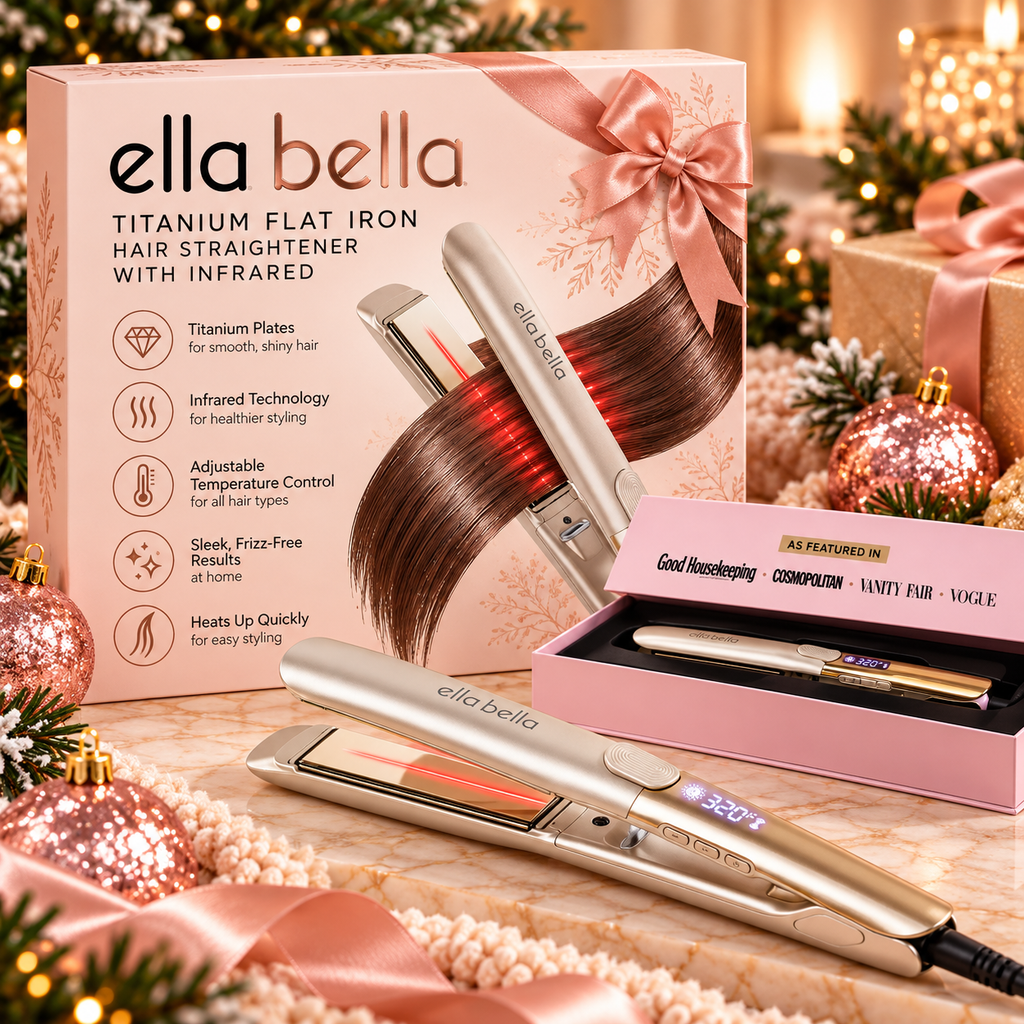 ELLA BELLA titanium flat iron with infrared Christmas gift for women
